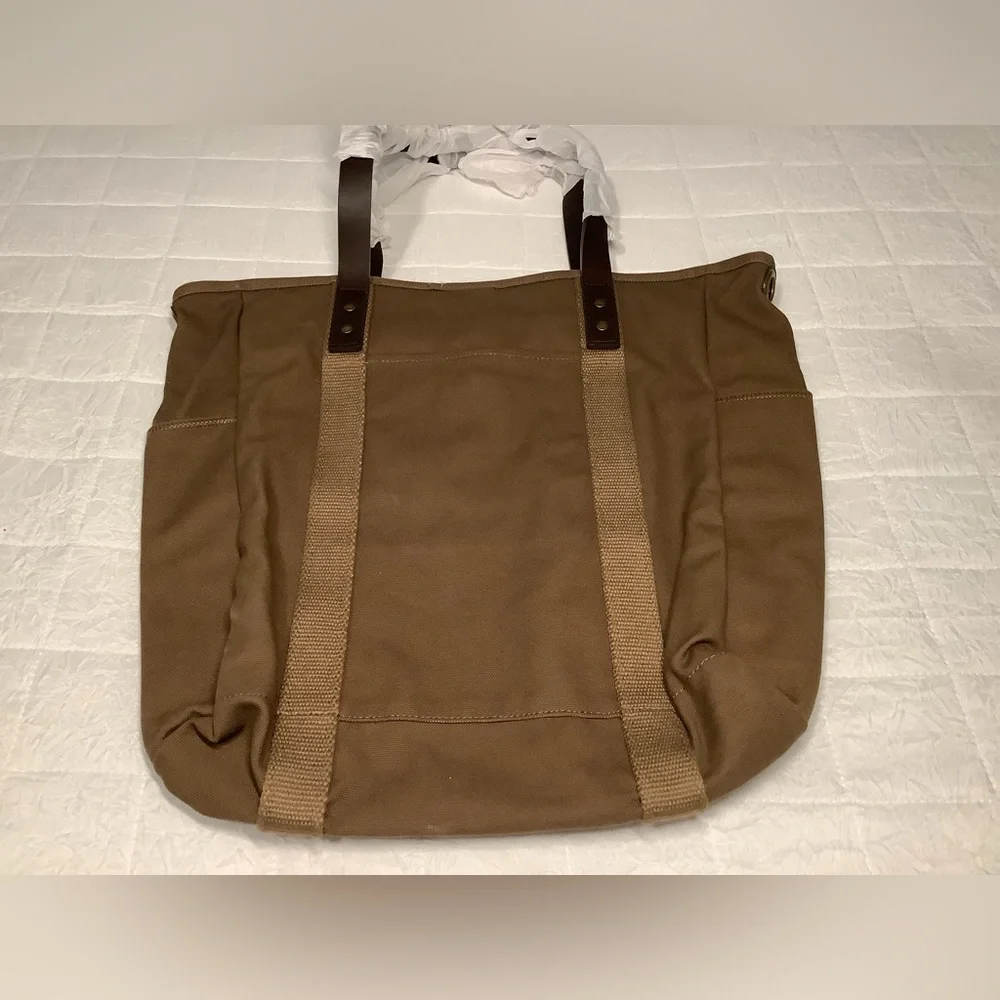 New Lands End brown canvas tote bag